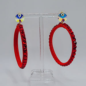 French post hoop earrings (Glitz Red/Lt Siam)